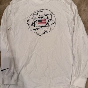 Nike White Long Sleeve Shirt with Black Graphic